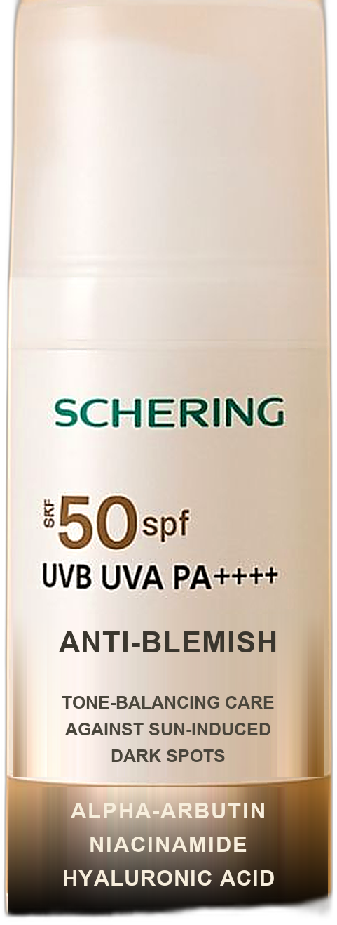 Scheringderma SPF 50 Anti-Blemish Sunscreen bottle